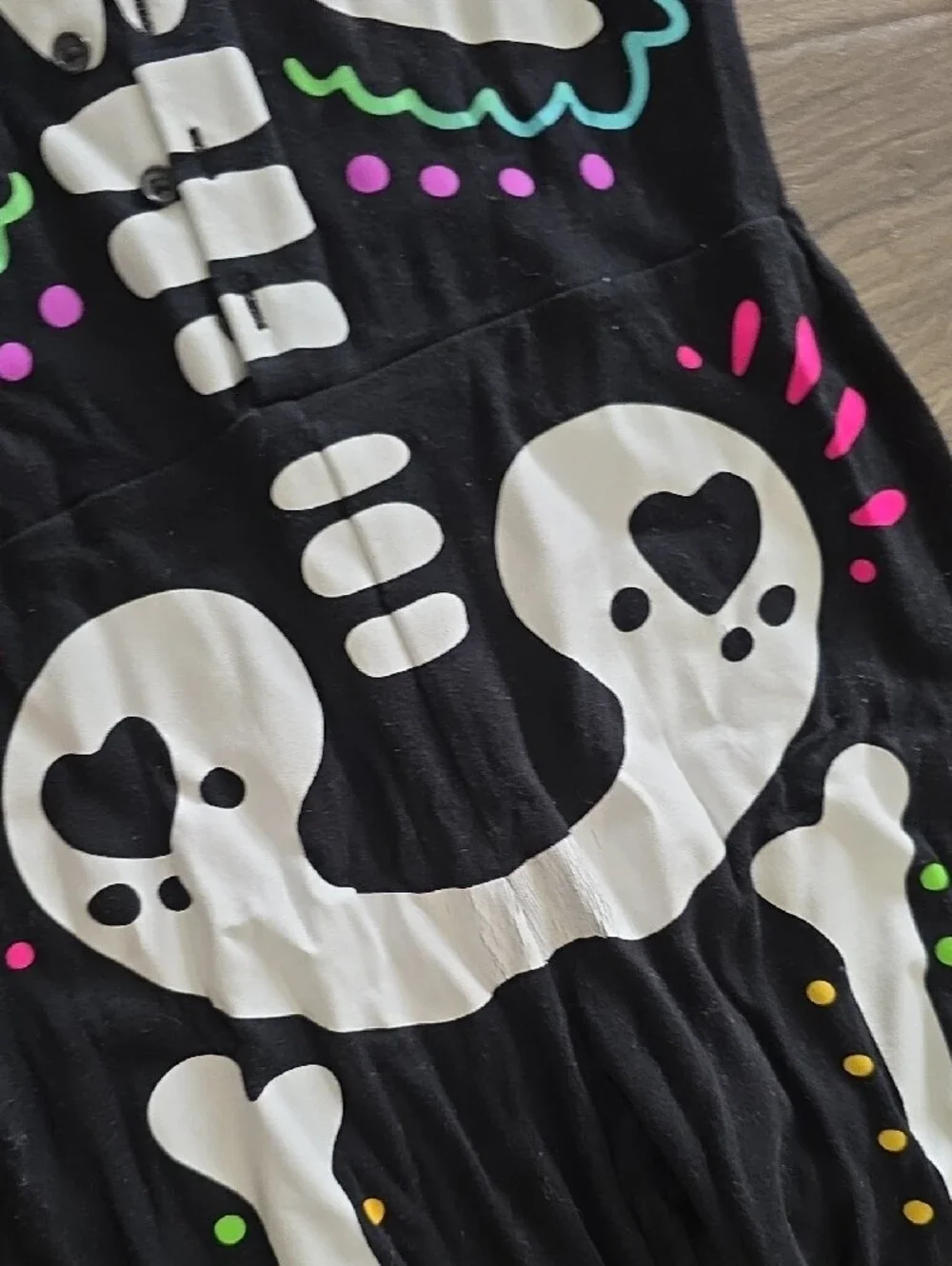 Old Navy Black Kids Skeleton Onesie with Multicolor Accents